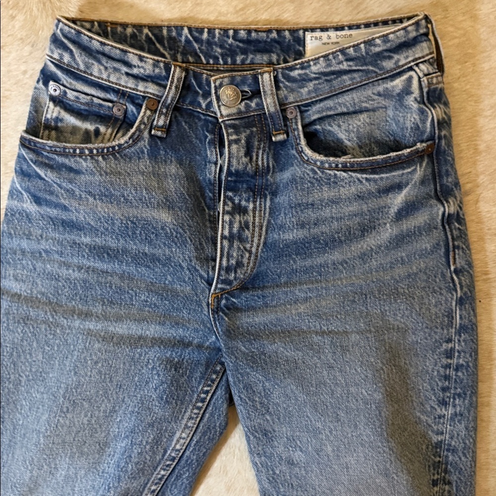 Rag & Bone Light Blue Denim Jeans Nina high rise ankle cigarette size 24 - Picture 6 of 13